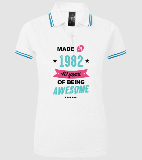 MADE in 1982 model alb pe tricou
