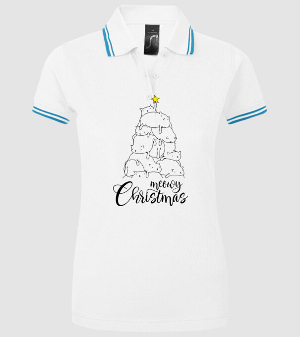 Meowy Christmas model alb pe tricou