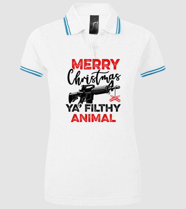 Merry Christmas Ya Filthy Animal model alb pe tricou