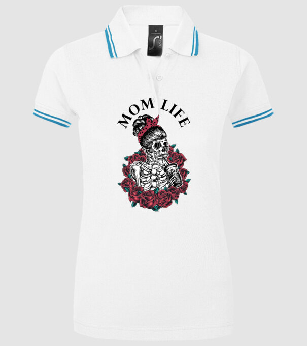 MOMLIFE model alb pe tricou