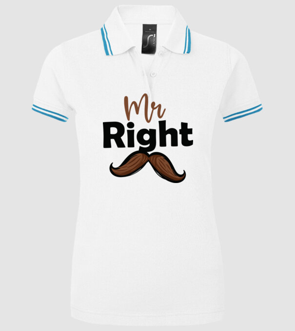 Mr right model alb pe tricou