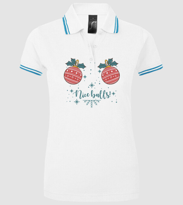 Nice Balls model alb pe tricou