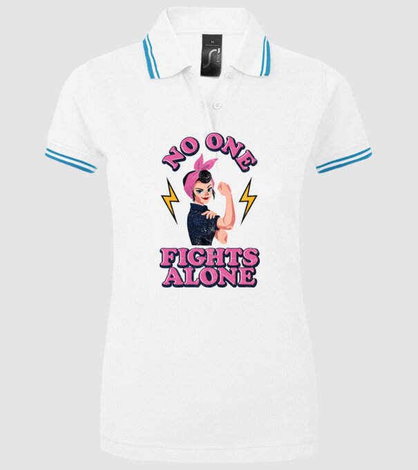 No one fights alone pinup texture model alb pe tricou