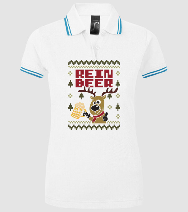 Reinbeer ugly sweater model alb pe tricou