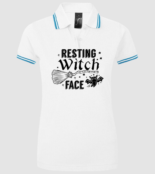 Resting Witch face model alb pe tricou