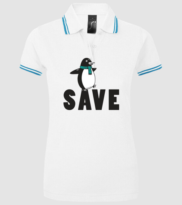 Save penguin model alb pe tricou