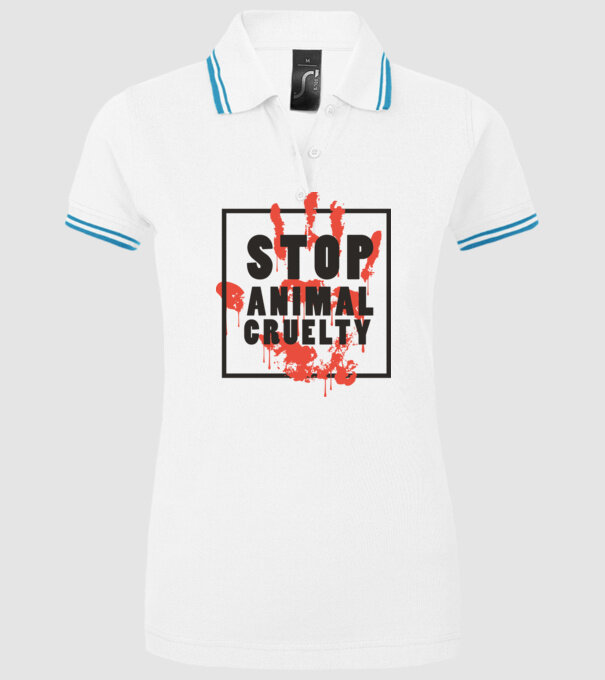 Stop animal cruelty model alb pe tricou