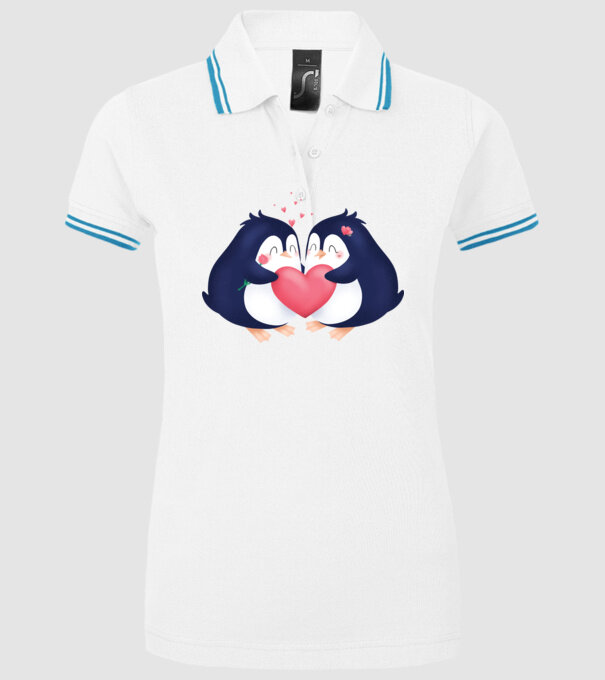 PINGUIN ÎNDRĂGOSTIT model alb pe tricou