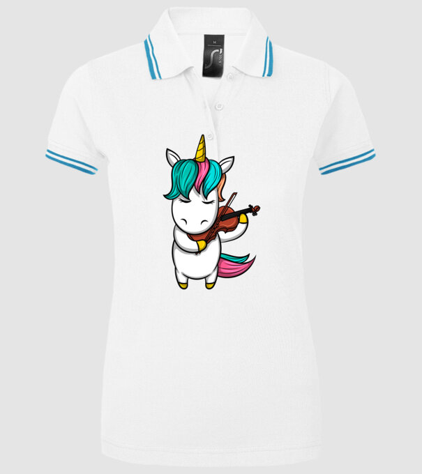 Unicorn Violin model alb pe tricou