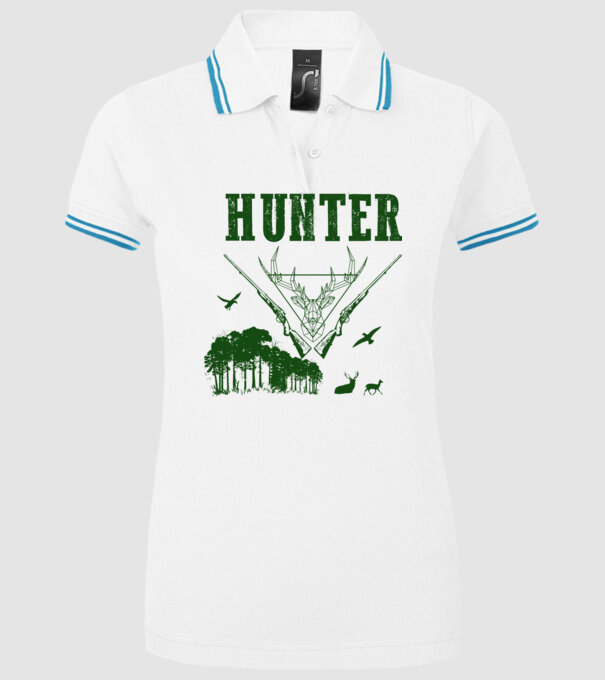 Vânător model alb pe tricou