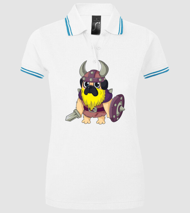 Mops Viking model alb pe tricou
