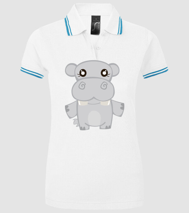 Hipopotam model alb pe tricou