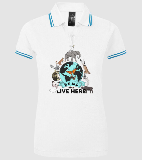 We all live here model alb pe tricou