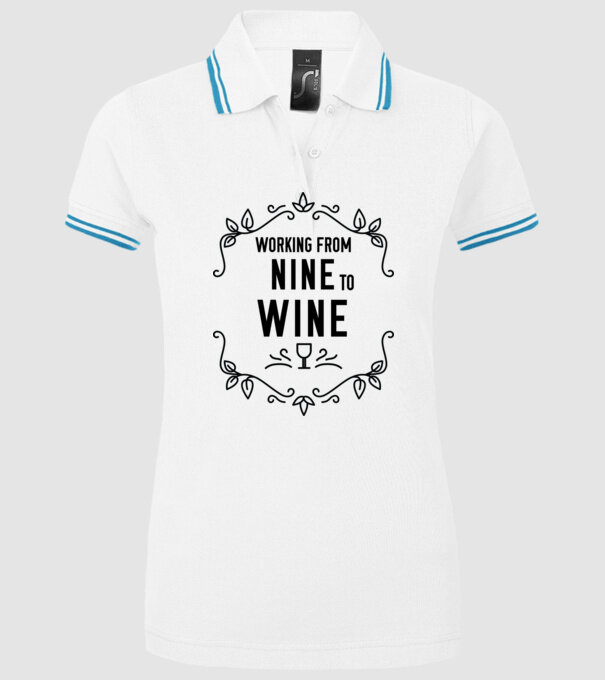 Wine tasting team Working from nine to wine model alb pe tricou