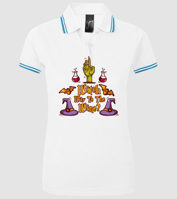 Witch way to the wine model alb pe tricou