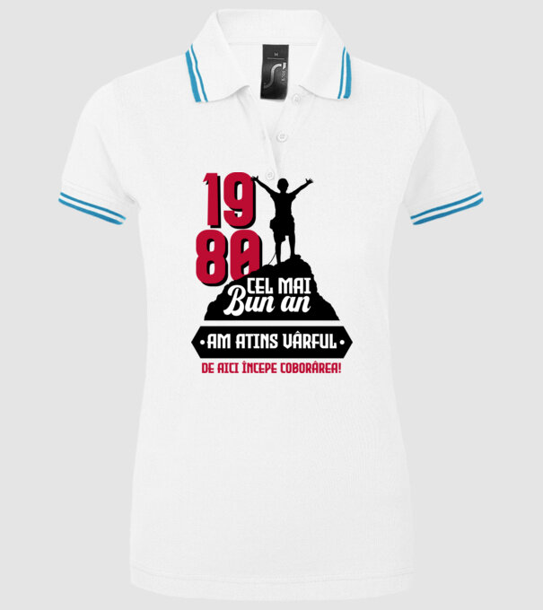 1980 cel mai bun an. Am atins vârful, de aici începe coborârea. model alb pe tricou