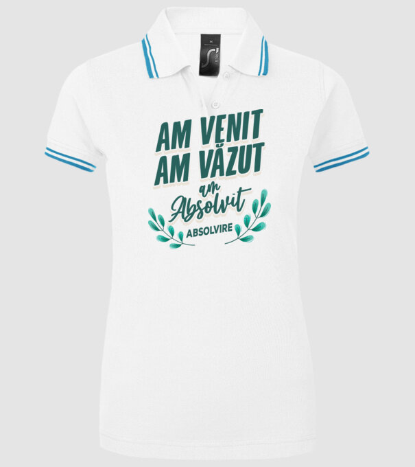 Absolvire model alb pe tricou