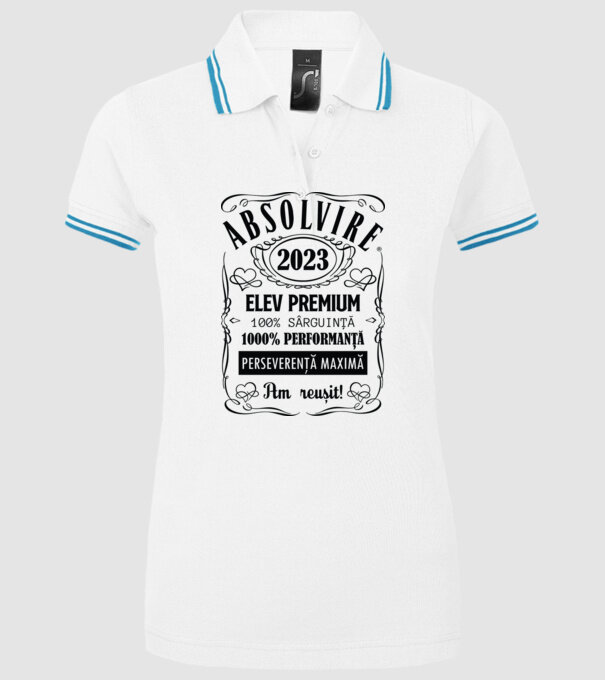 Absolvire Premium model alb pe tricou