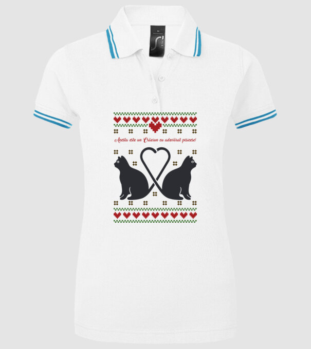 acesta este un Crăciun cu adevărat pisicesc model alb pe tricou