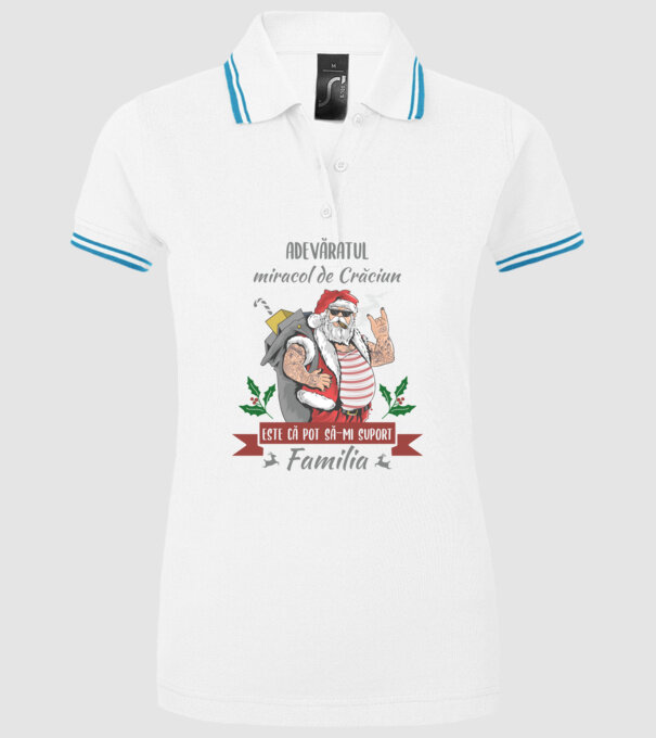 adevăratul miracol de Crăciun este că pot să-mi suport familia model alb pe tricou