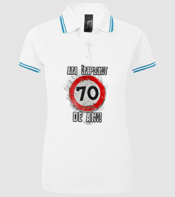 Am împlinit 70 de ani! model alb pe tricou