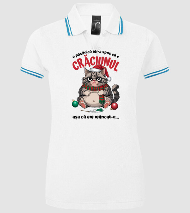 Am mâncat pasărea Crăciun pisică Alb model alb pe tricou