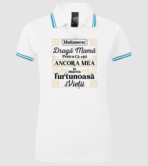 Ancora mea model alb pe tricou