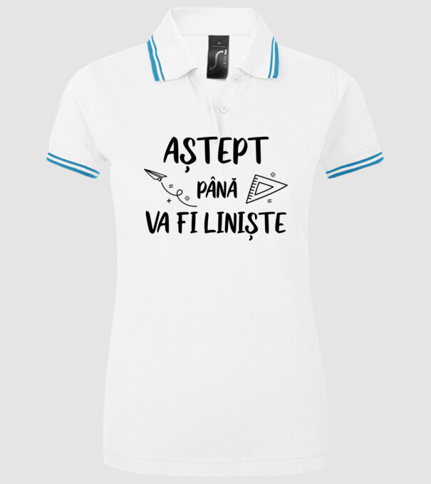 Aștept până va fi liniște model alb pe tricou