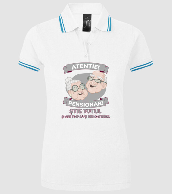 atenție! pensionar! știe totul și are timp să-ți demonstreze. model alb pe tricou