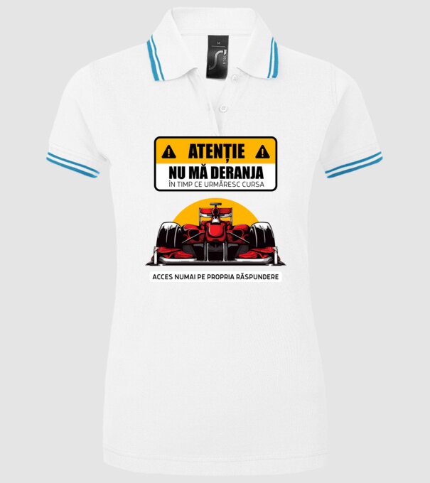 Atenție model alb pe tricou