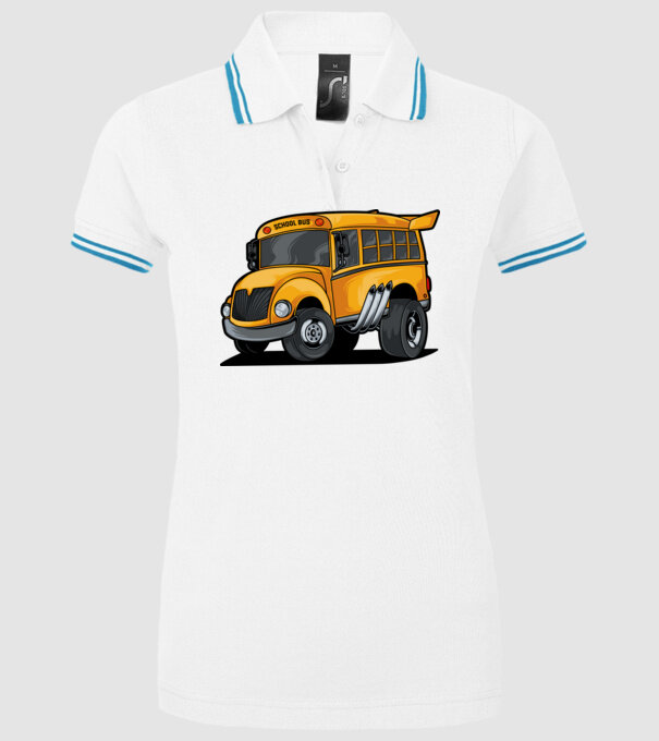 Autobuze model alb pe tricou
