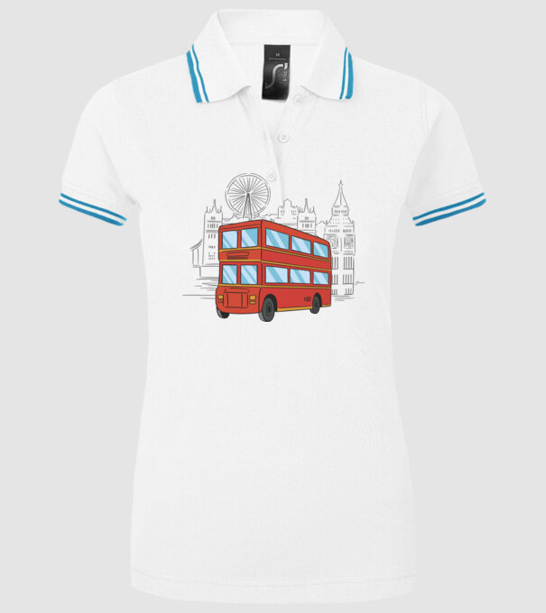 Autobuze model alb pe tricou