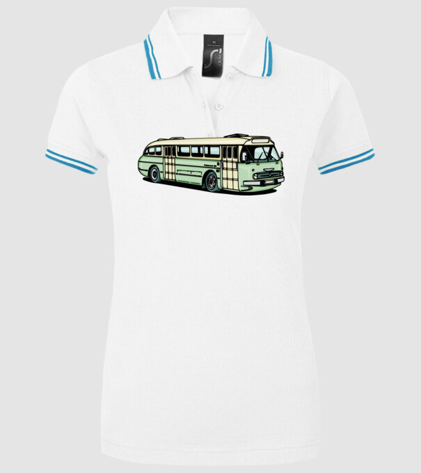 Autobuze model alb pe tricou