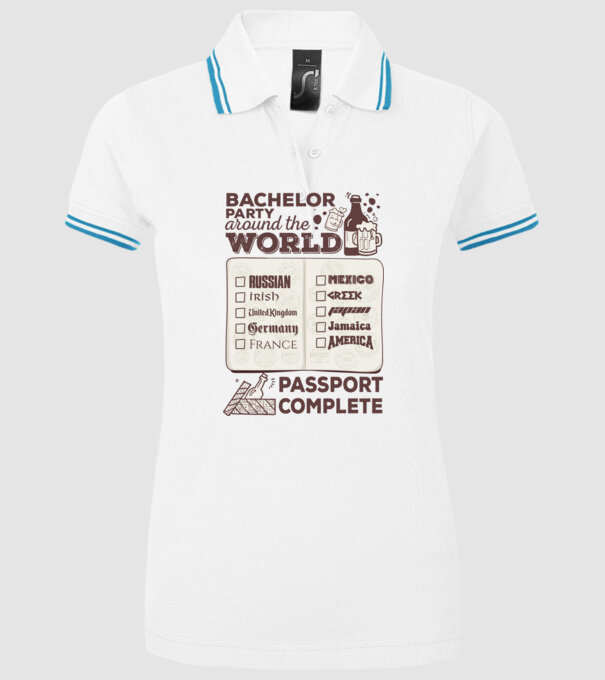 Bachelor Party World tour model alb pe tricou