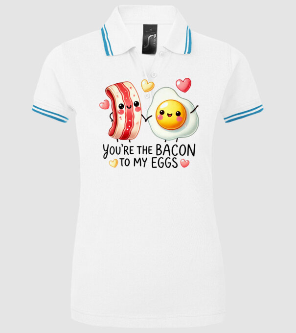 Bacon to my Eggs model alb pe tricou