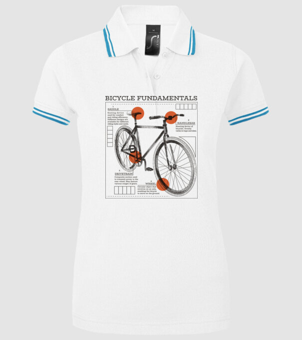 Bicycle fundamentals model alb pe tricou