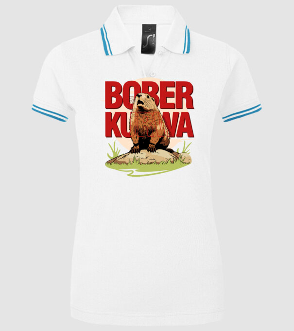 BOBER model alb pe tricou