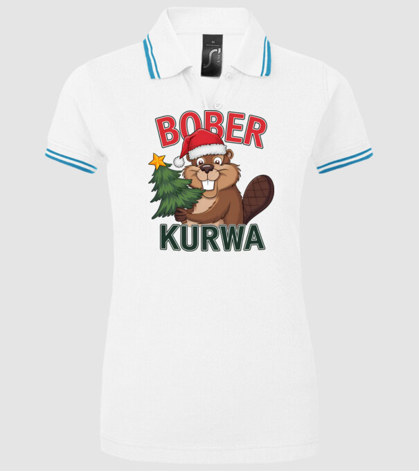 Bober kurwa Christmas model alb pe tricou