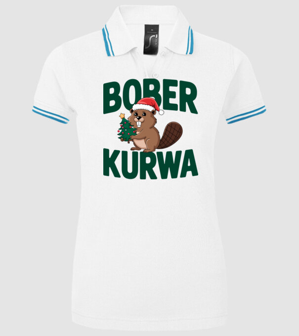 Bober kurwa xmas model alb pe tricou