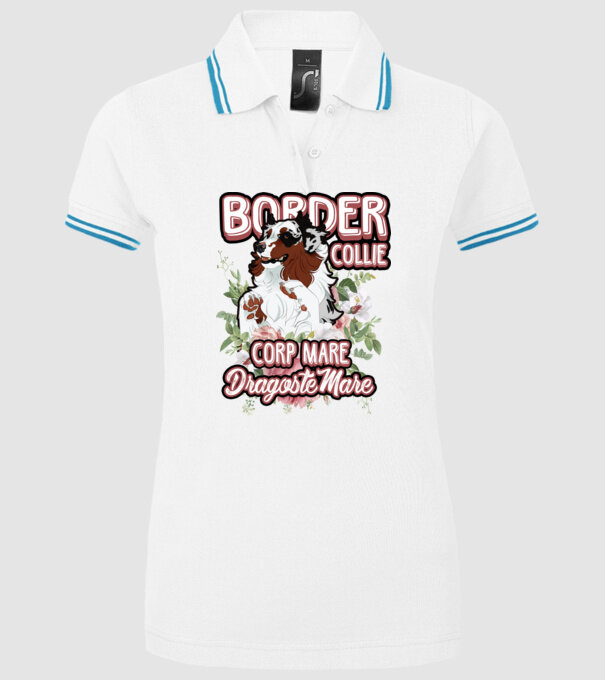 border collie - multă blană multă dragoste model alb pe tricou