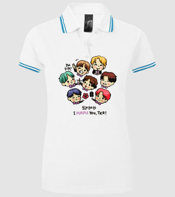 BTS chibi model alb pe tricou