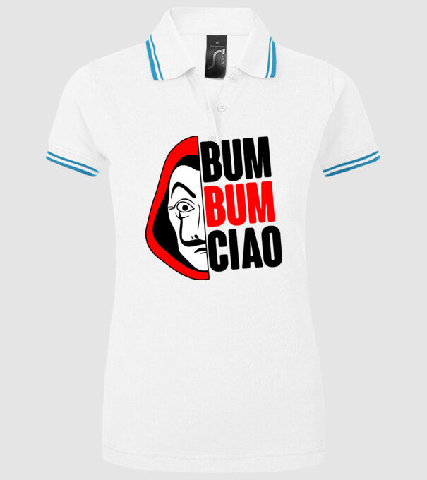 bumbum ciao money heist model alb pe tricou