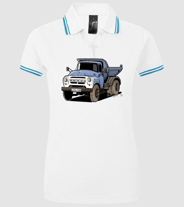 Camioane model alb pe tricou