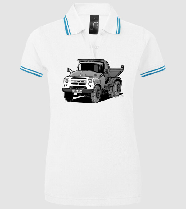 Camioane model alb pe tricou