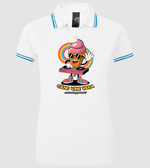 Când vine vara, e ca un drop puternic! model alb pe tricou
