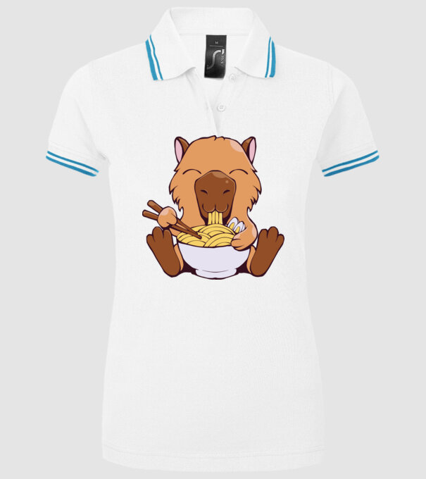 Capibară Ramen model alb pe tricou