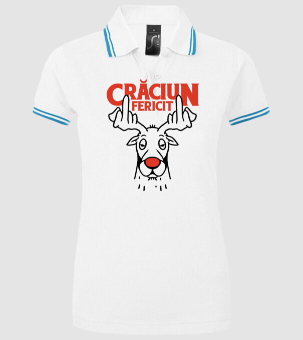 Căprioară de Crăciun antisocială model alb pe tricou
