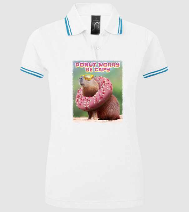 Capybara Donut worry be capy model alb pe tricou
