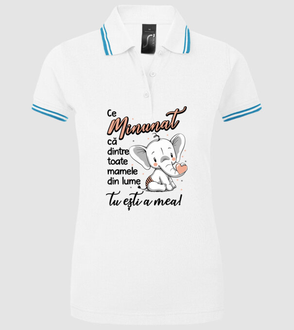 Ce minunat că dintre toate mamele din lume, tu ești a mea! model alb pe tricou