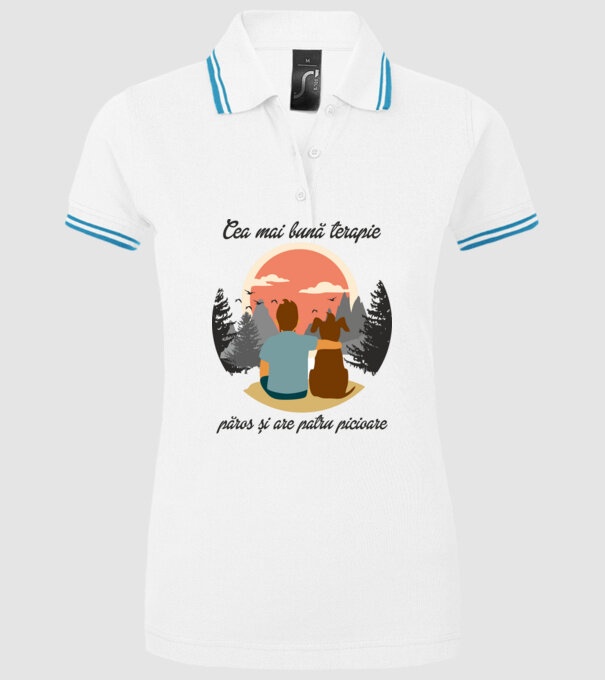 cea mai bună terapie - păros și are patru picioare model alb pe tricou